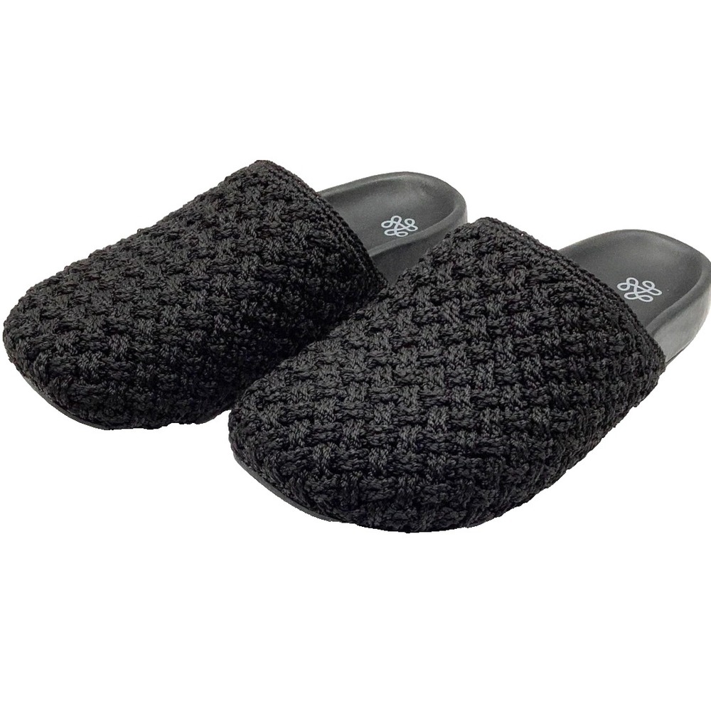 The Sak Bolinas Crochet Clogs Black Boho Square Toe Mules Womens Size 10